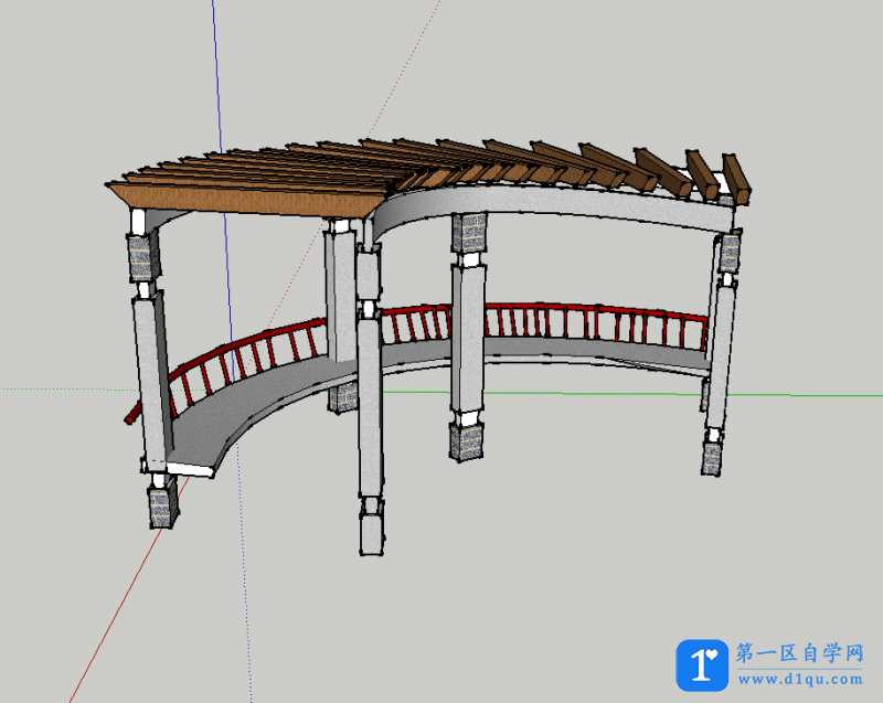 弧形长廊SketchUp模型下载-1
