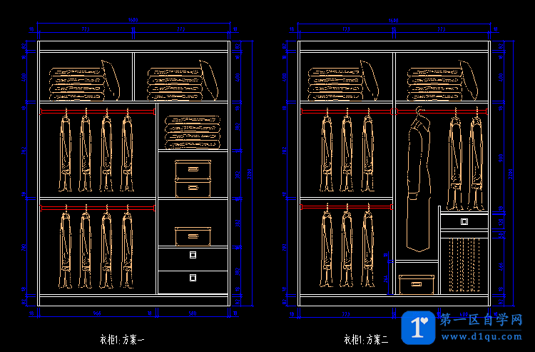CAD家具整体衣柜设计详图-1