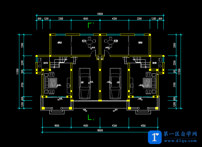 三层小别墅建筑设计CAD施工图纸-1