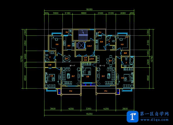32个住宅户型CAD平面设计图-1