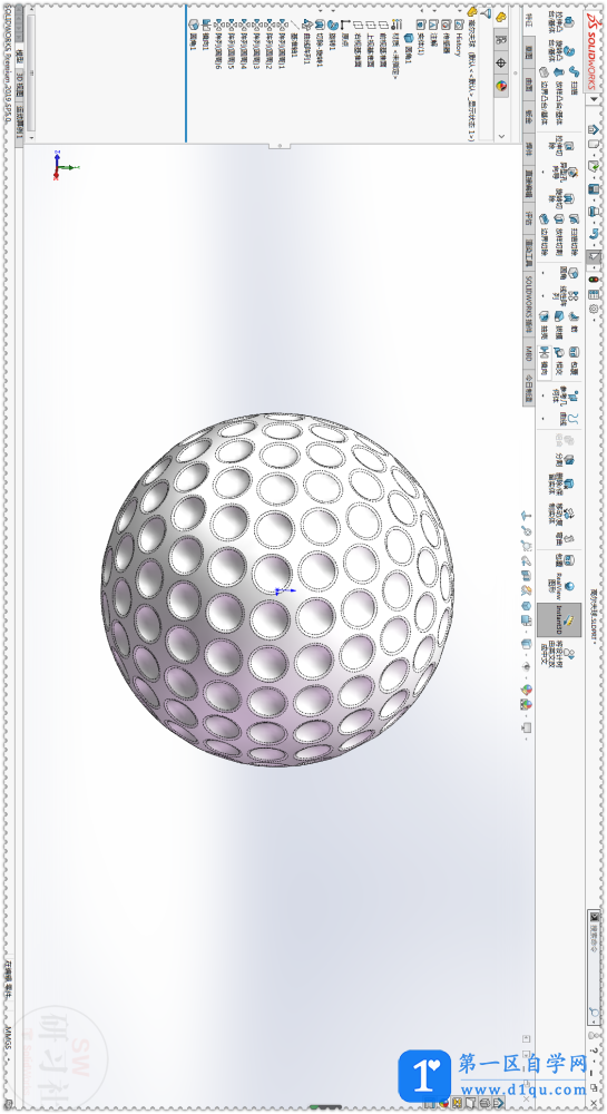 SolidWorks里用两种方法画高尔夫球教程-28