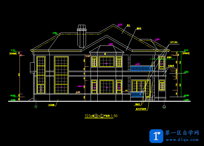 乡村小别墅设计建筑CAD施工图-1