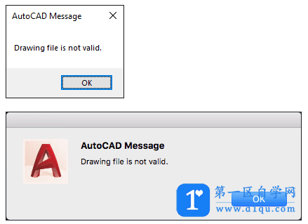 cad图形文件无效怎么办？在 AutoCAD 中打开文件时出现错误：“图形文件无效”-1