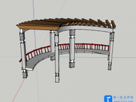 弧形长廊SketchUp模型下载